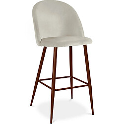 ICONIK INTERIOR Tabouret tapissé en velours - Design scandinave - Evelyne Gris clair