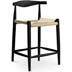 ICONIK INTERIOR Tabouret en bois design Boho Bali - 65cm - Elb Noir pas cher