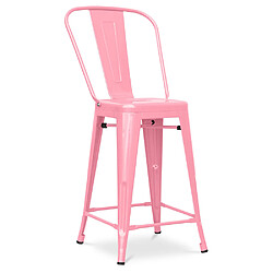 ICONIK INTERIOR Tabouret de bar avec dossier - design industriel - 60cm - Stylix Rose