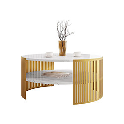 Bestmobilier Cruz table basse - Blanc / Doré