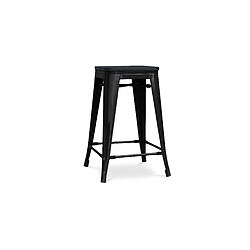 Acheter ICONIK INTERIOR Tabouret de bar - Design industriel - Bois et acier - 61cm - Stylix Noir
