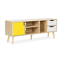 ICONIK INTERIOR Meuble TV en Bois - Design Scandinave - Aren Jaune