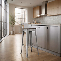 ICONIK INTERIOR Tabouret de bar avec dossier - Design industriel - 76cm - Nouvelle édition - Stylix Fuchsia