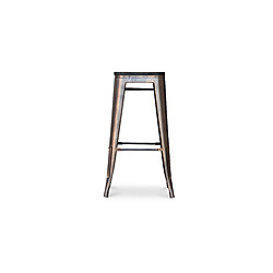 ICONIK INTERIOR Tabouret de Bar - Design Industriel - Bois & Métal - 76cm - Stylix Industriel pas cher