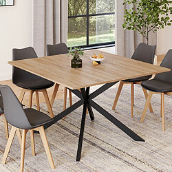 Idmarket ALIX Table carrée Design Industriel - Noir/Bois