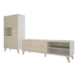 Pegane Ensemble meuble TV et buffet - Blanc