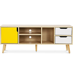ICONIK INTERIOR Meuble TV en Bois - Design Scandinave - Aren Jaune