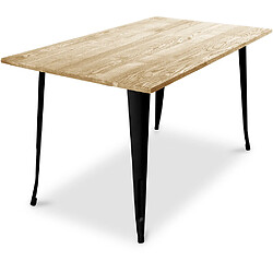 ICONIK INTERIOR Table à manger rectangulaire - Design industriel - Bois - Troy Noir