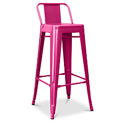 ICONIK INTERIOR Tabouret de bar avec dossier - Design industriel - 76cm - Nouvelle édition - Stylix Fuchsia