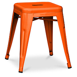 ICONIK INTERIOR Tabouret Design Industriel - 45cm - Nouvelle Édition - Stylix Orange