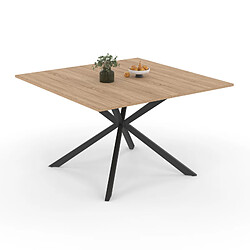 Idmarket ALIX Table carrée Design Industriel - Noir/Bois