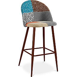 ICONIK INTERIOR Tabouret Rembourré en Patchwork - Style Scandinave - Patty Multicolore
