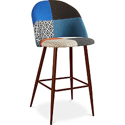 ICONIK INTERIOR Tabouret Rembourré en Patchwork - Style Scandinave - Pixi Multicolore