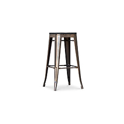 Acheter ICONIK INTERIOR Tabouret de Bar - Design Industriel - Bois & Métal - 76cm - Stylix Industriel