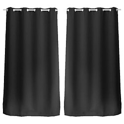 Toilinux Lot de 2 Rideaux unis avec œillets - 140 x 240 cm - Noir