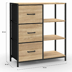 Idmarket Market Buffet UTAH 3 tiroirs 70 cm pas cher