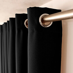 Toilinux Lot de 2 Rideaux unis avec œillets - 140 x 240 cm - Noir