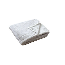 Toilinux Plaid AZURA imitiation fourrure 2 tons et flanelle - 150 x 125 cm - Blanc