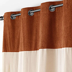 Douceur D'Interieur Rideau à œillets HOWEY - Polycoton et top bouclette unie - 140 x 240 cm - Ecru et camel
