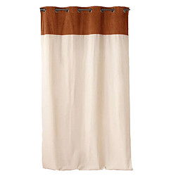 Douceur D'Interieur Rideau à œillets HOWEY - Polycoton et top bouclette unie - 140 x 240 cm - Ecru et camel