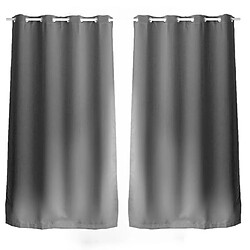 Toilinux Lot de 2 Rideaux unis avec œillets - 140 x 240 cm - Gris Clair