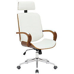 Decoshop26 Fauteuil de bureau en similicuir - Blanc