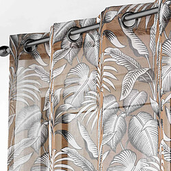 Douceur D'Interieur Voilage à œillets PUNTA - Voile sablé imprimé - 140 x 240 cm - Camel