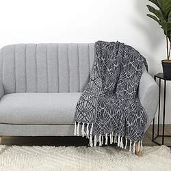 Toilinux Plaid imprimé géométrique - 125x150 cm - Bleu et Blanc