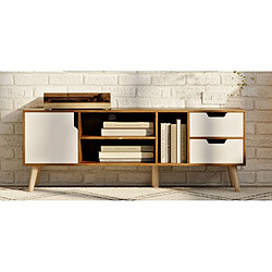 ICONIK INTERIOR Meuble TV en Bois - Design Scandinave - Lubi Bois naturel