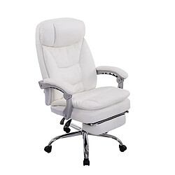 Decoshop26 Fauteuil de bureau avec repose-pieds - Blanc