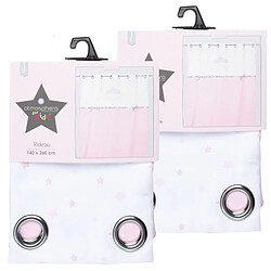 Toilinux Lot de 2 Rideaux Princesse pour enfant - 140 x 260 cm - Rose