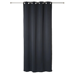 Toilinux Lot de 2 Rideaux de salon occultants 8 œillets - 140 x 260 cm - Gris foncé
