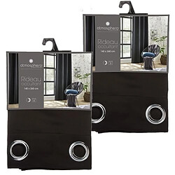 Toilinux Lot de 2 Rideaux occultants Louisa - 140 x 260 cm - Noir