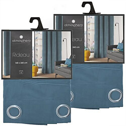 Toilinux Lot de 2 Rideaux Lilou - 140 x 260 cm - Bleu canard