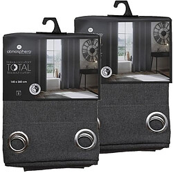 Toilinux Lot de 2 Rideaux de salon occultants - 140 x 260 cm - Gris foncé