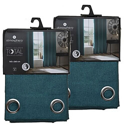 Toilinux Lot de 2 Rideaux de salon occultants - 140 x 260 cm - Bleu Canard