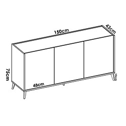 Pegane Ensemble de salon en bois mélaminé avec meuble bas TV + buffet + table basse relevable coloris chêne naturel, blanc