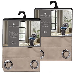 Toilinux Lot de 2 Rideaux occultants Louisa - 140 x 260 cm - Marron clair