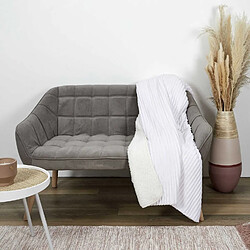 Toilinux Plaid flanelle côtelé - 180x220cm - Ecru