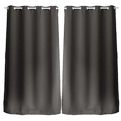 Toilinux Lot de 2 Rideaux unis occultants avec œillets - 140 x 240 cm - Gris Foncé