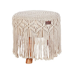 Beliani NAWABAD - Beige Coton Tabouret - Macramé - Dimensions 40 x 40 x 40 cm