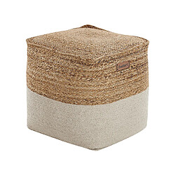 Beliani Pouf Kirama - Beige clair Pouf boho - Coton et jute - Multifonctionnel - 44x44 cm