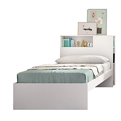 Pegane Tête de lit avec cadre de lit - Blanc