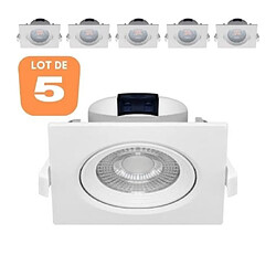 Braytron Lot de 5 Spots LED - Carré 5W 6500K