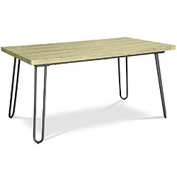ICONIK INTERIOR Table à manger rectangulaire - Style industriel - Bois et métal - 150cm - Hairpin Bois naturel