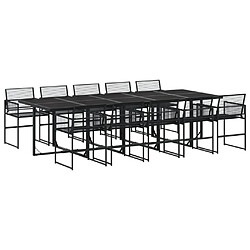 vidaXL Ensemble à manger de jardin 11 pcs - Noir