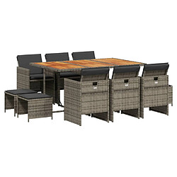 vidaXL Ensemble à Manger de Jardin 11 pcs - Gris