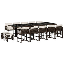 vidaXL Ensemble à manger de jardin - Marron rotin