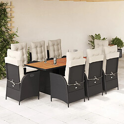 vidaXL Ensemble 9pcs - Noir