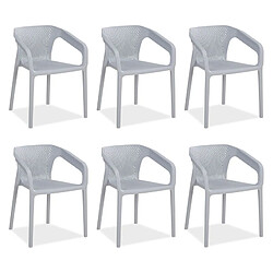 Homestyle4u Chaises de jardin x6 - Gris